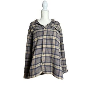 Patagonia Organic Cotton Mens Flannel Button Up Plaid Shirt Medium Brown Blue